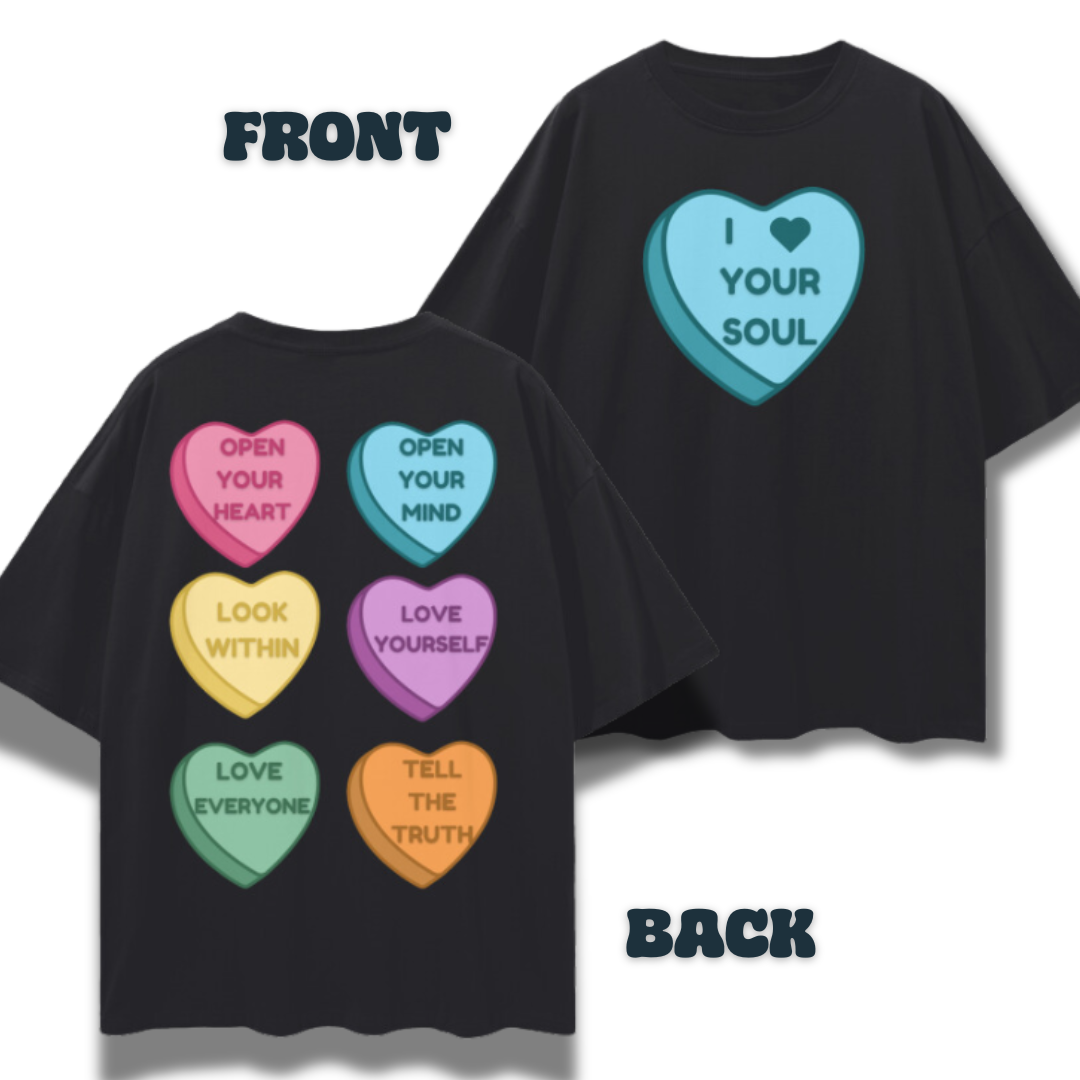Mindful Conversation Hearts | Oversize Deep Drop Shoulder T-Shirt