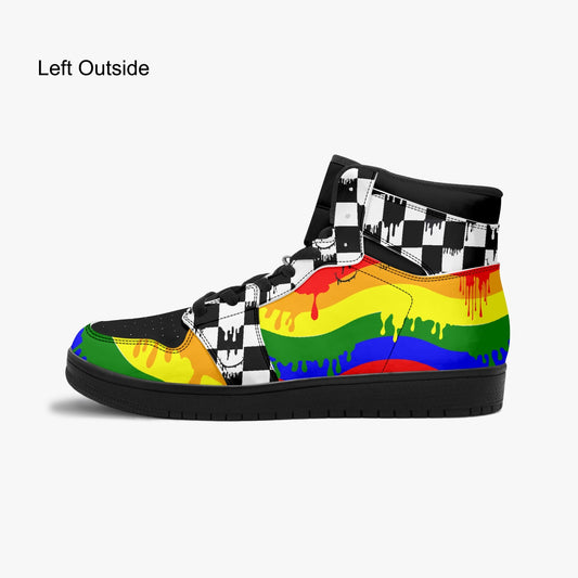 Psychedelic Melting Checkers and Rainbow Graffiti    |   Takai High Top Sneakers