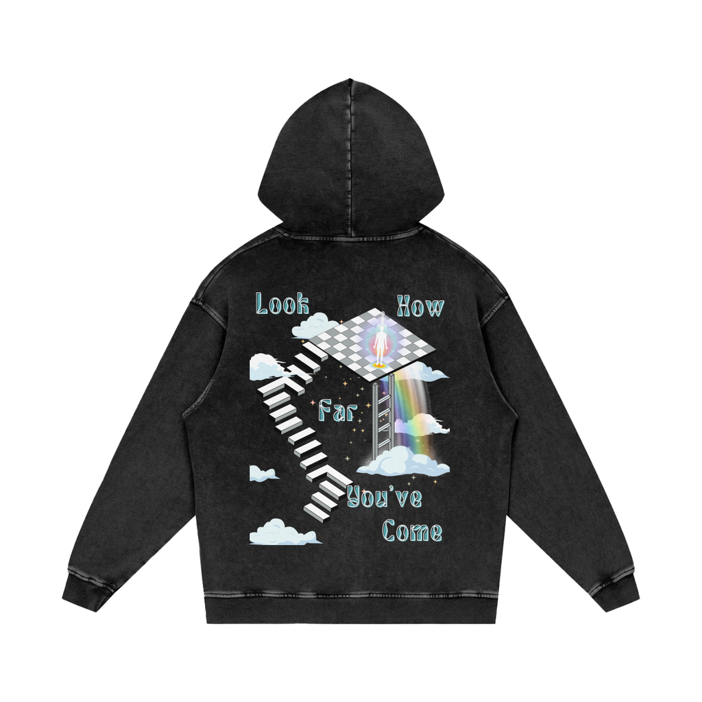 Keep Going. Look How Far You've Come   |   Acid Wash Oversize Hoodie