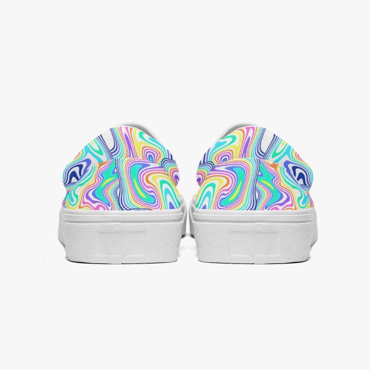 Groovy Liquid Lines - White   |   Slip-On Canvas Shoes