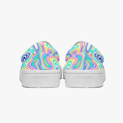 Groovy Liquid Lines - White   |   Slip-On Canvas Shoes