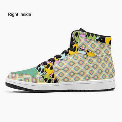 Psychedelic Melt Your Face Happy Face   |   Takai High-Top Leather Sneakers