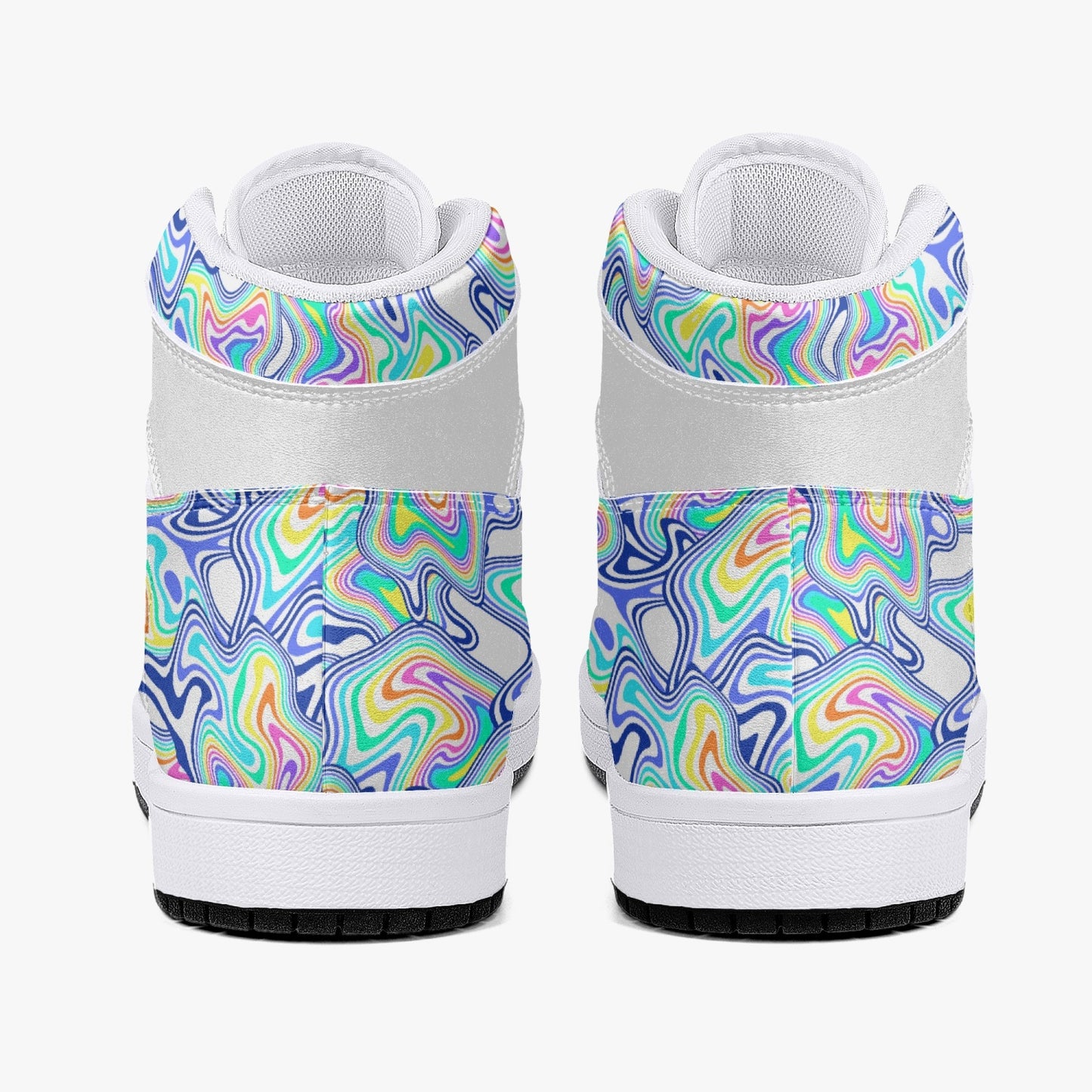 Groovy Rainbow Liquid Lines |   Takai High-Top Leather Sneakers