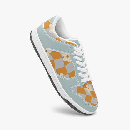 Wavy Checkers and Flowers   |   Kawa Low Top Leather Sneakers