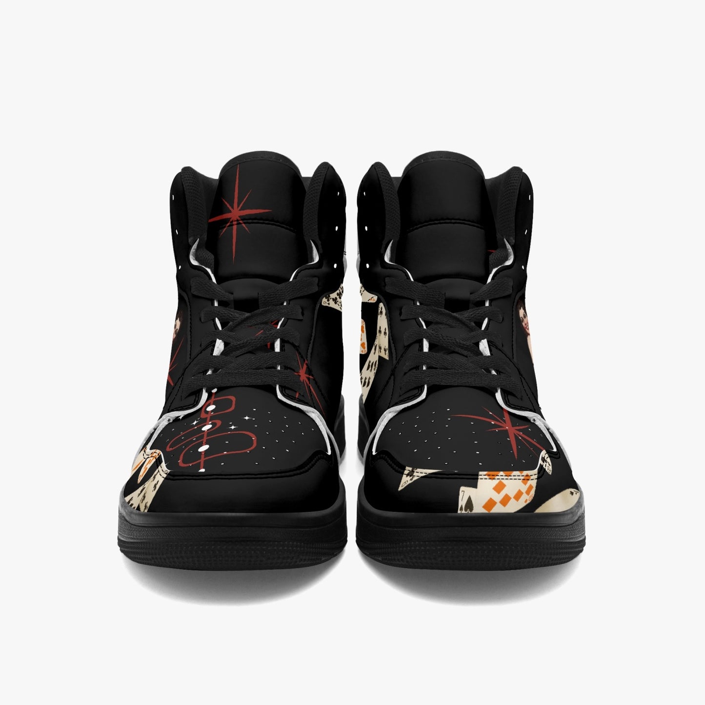 Retro Inspired Playing Card Pin Up Girl   |   Takai High Top Leather Sneakers