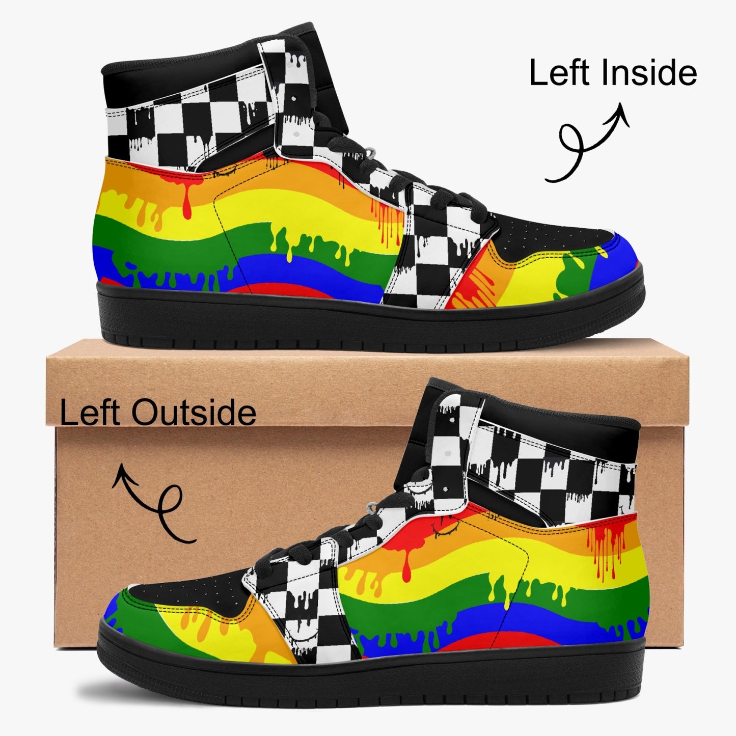 Psychedelic Melting Checkers and Rainbow Graffiti    |   Takai High Top Sneakers