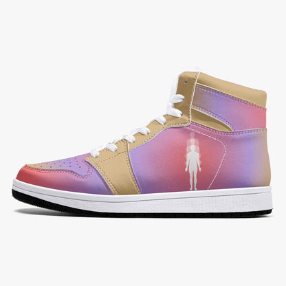 Aura Gradient - Beige, Purple, Red   |   Takai High-Top Leather Sneakers