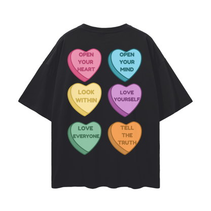 Mindful Conversation Hearts   |   Oversize Deep Drop Shoulder T-Shirt