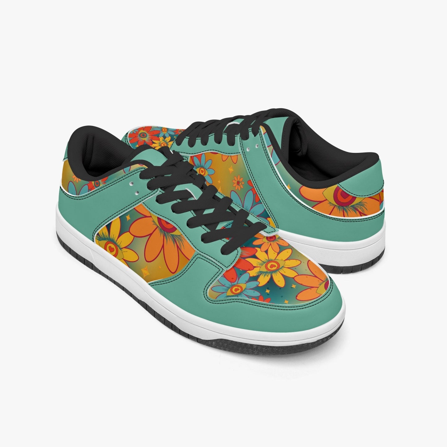 Psychedelic Gradient Flower Eyes   |   Kawa Low-Top Leather Sneakers