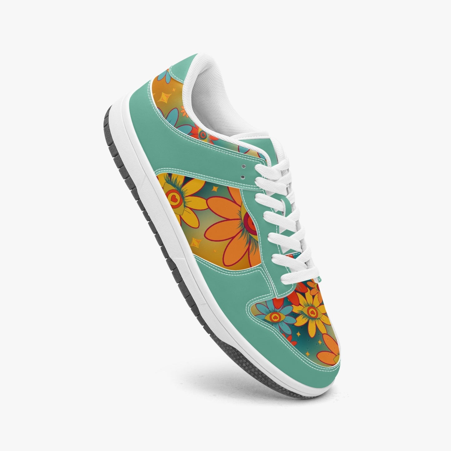 Psychedelic Gradient Flower Eyes   |   Kawa Low-Top Leather Sneakers