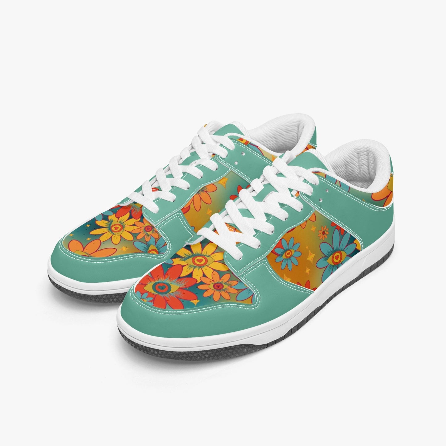 Psychedelic Gradient Flower Eyes   |   Kawa Low-Top Leather Sneakers