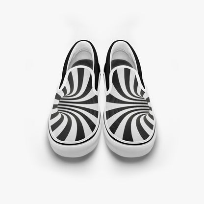 Psychedelic Optical Spiral Black Hole   |    Slip-On Sneakers