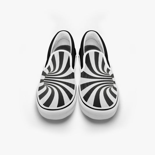 Psychedelic Optical Spiral Black Hole   |    Slip-On Sneakers