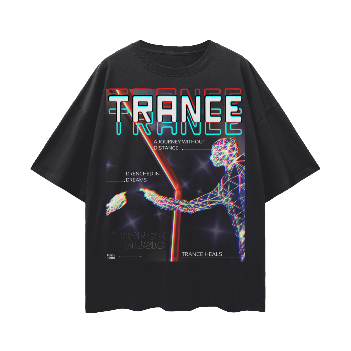 TRANCE MUSIC HEALS   |   Oversize Adult Deep Drop Shoulder Tee