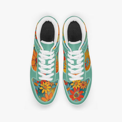 Psychedelic Gradient Flower Eyes   |   Kawa Low-Top Leather Sneakers