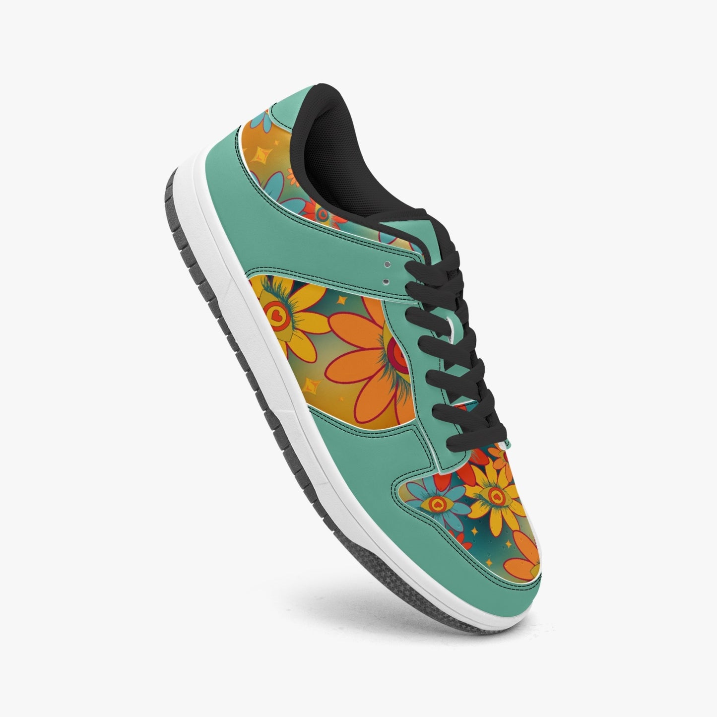 Psychedelic Gradient Flower Eyes   |   Kawa Low-Top Leather Sneakers