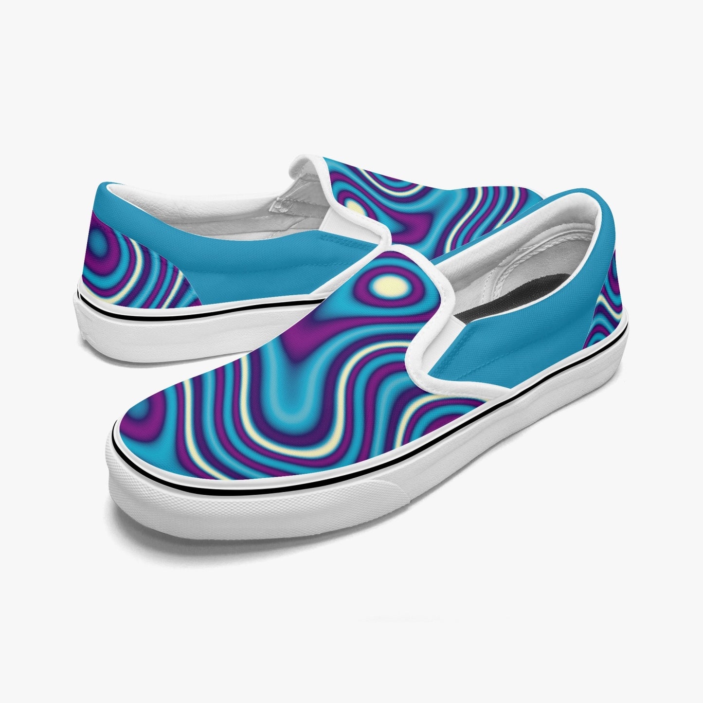 Blue Psychedelic Swirls   |    Slip-On Canvas Sneakers