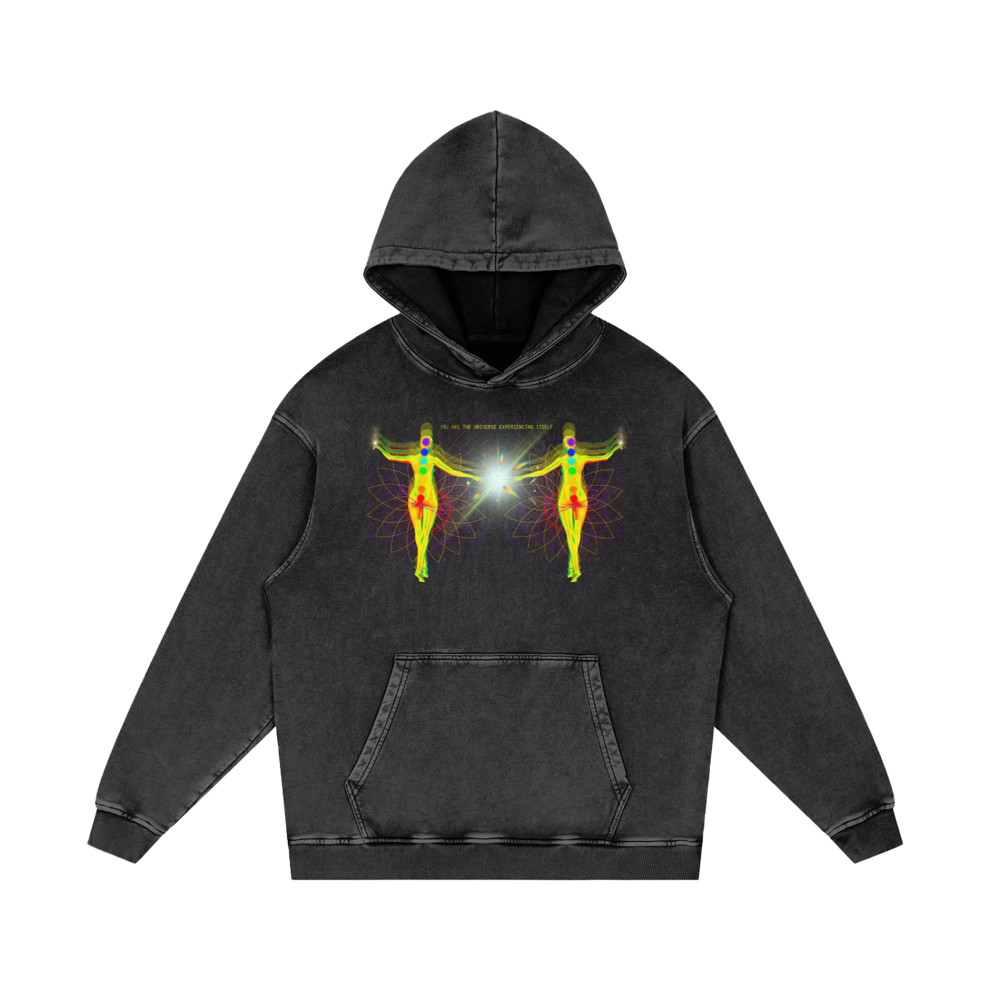 You Are the Universe Experiencing Itself Psychedelic Sacred Geometry   |  Acid Wash Adult Oversize Hoodie