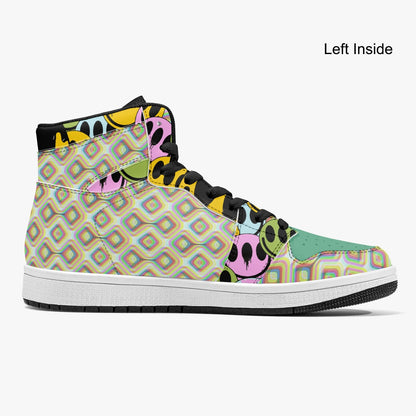 Psychedelic Melt Your Face Happy Face   |   Takai High-Top Leather Sneakers