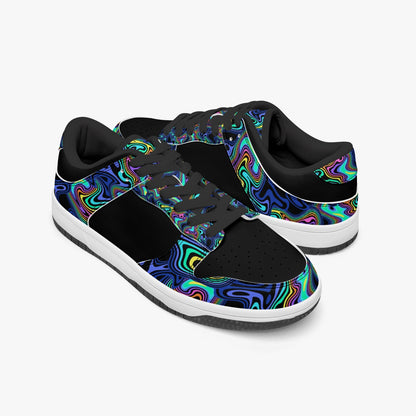 Groovy Liquid Lines - Black   |   Kawa Low-Top Leather Sneakers