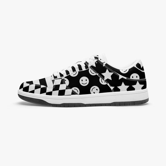 Black & White Clowncore    |    Kawa Low-Top Leather Sneakers