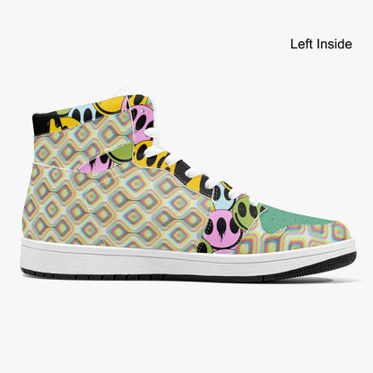 Psychedelic Melt Your Face Happy Face   |   Takai High-Top Leather Sneakers