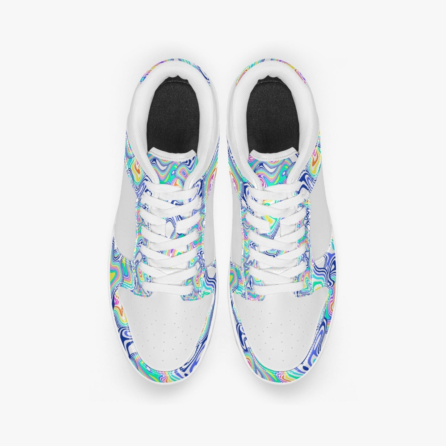 Groovy Liquid Lines - White   |   Kawa Low-Top Leather Sneakers