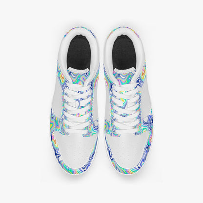 Groovy Liquid Lines - White   |   Kawa Low-Top Leather Sneakers