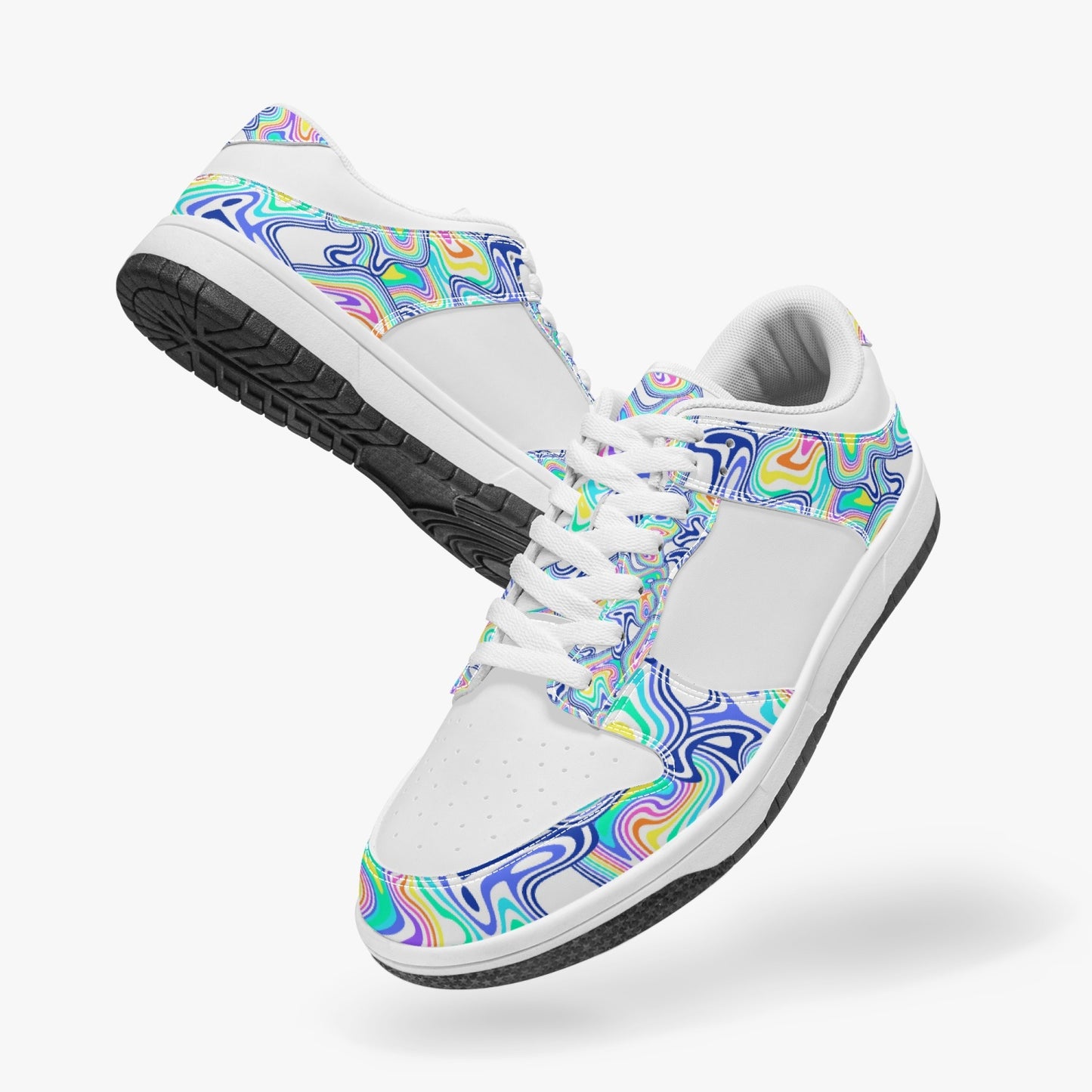 Groovy Liquid Lines - White   |   Kawa Low-Top Leather Sneakers