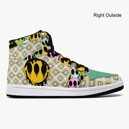 Psychedelic Melt Your Face Happy Face   |   Takai High-Top Leather Sneakers