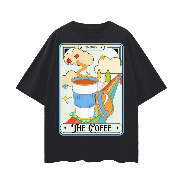 The Coffee Tarot Card   |    Oversize Deep Drop Shoulder T-Shirt