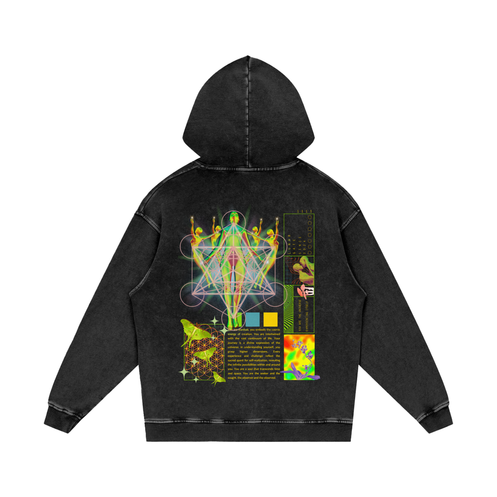 You Are the Universe Experiencing Itself Psychedelic Sacred Geometry   |  Acid Wash Adult Oversize Hoodie