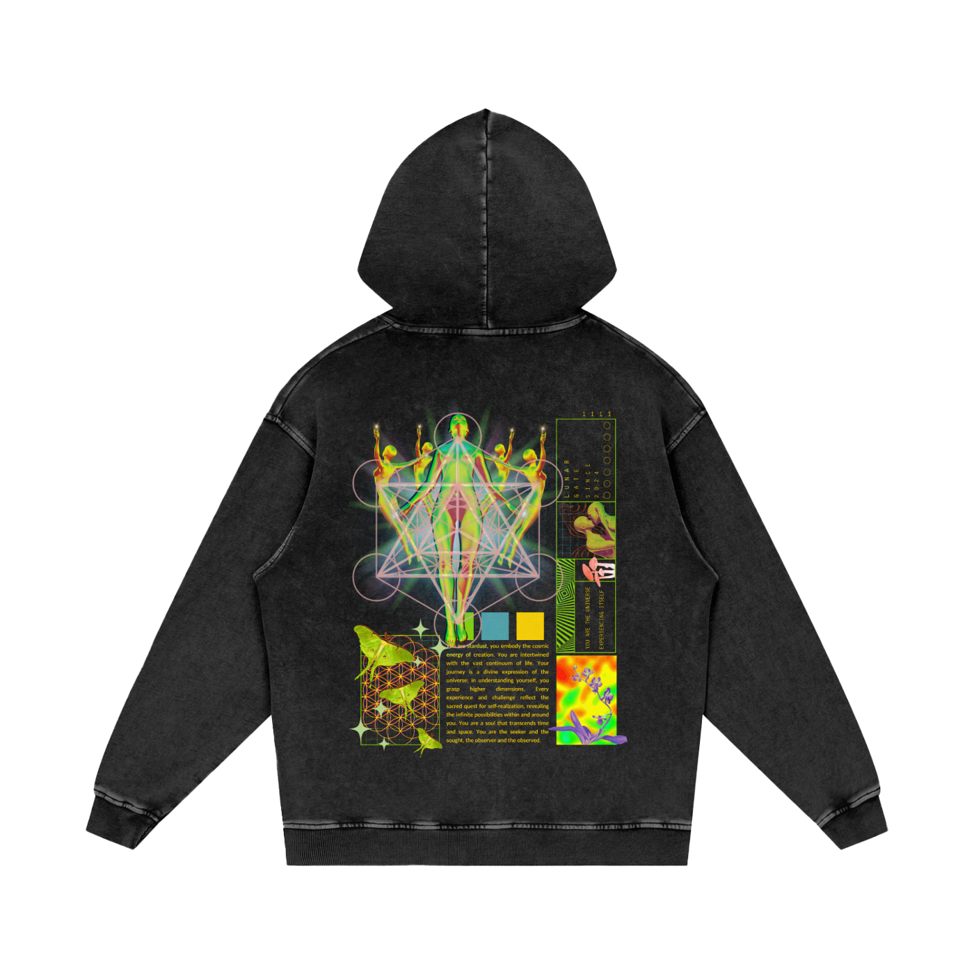 You Are the Universe Experiencing Itself Psychedelic Sacred Geometry   |  Acid Wash Adult Oversize Hoodie