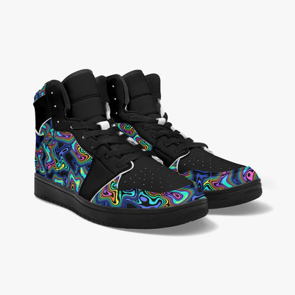 Groovy Liquid Lines - Black   |   Takai High Top Leather Sneakers