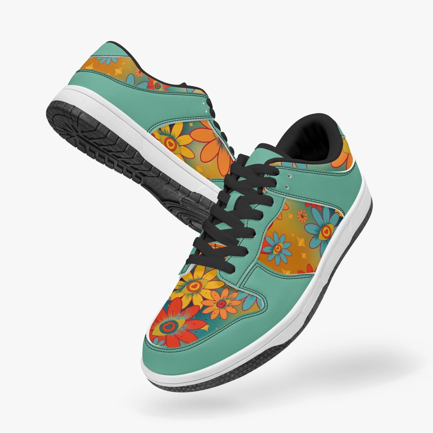 Psychedelic Gradient Flower Eyes   |   Kawa Low-Top Leather Sneakers