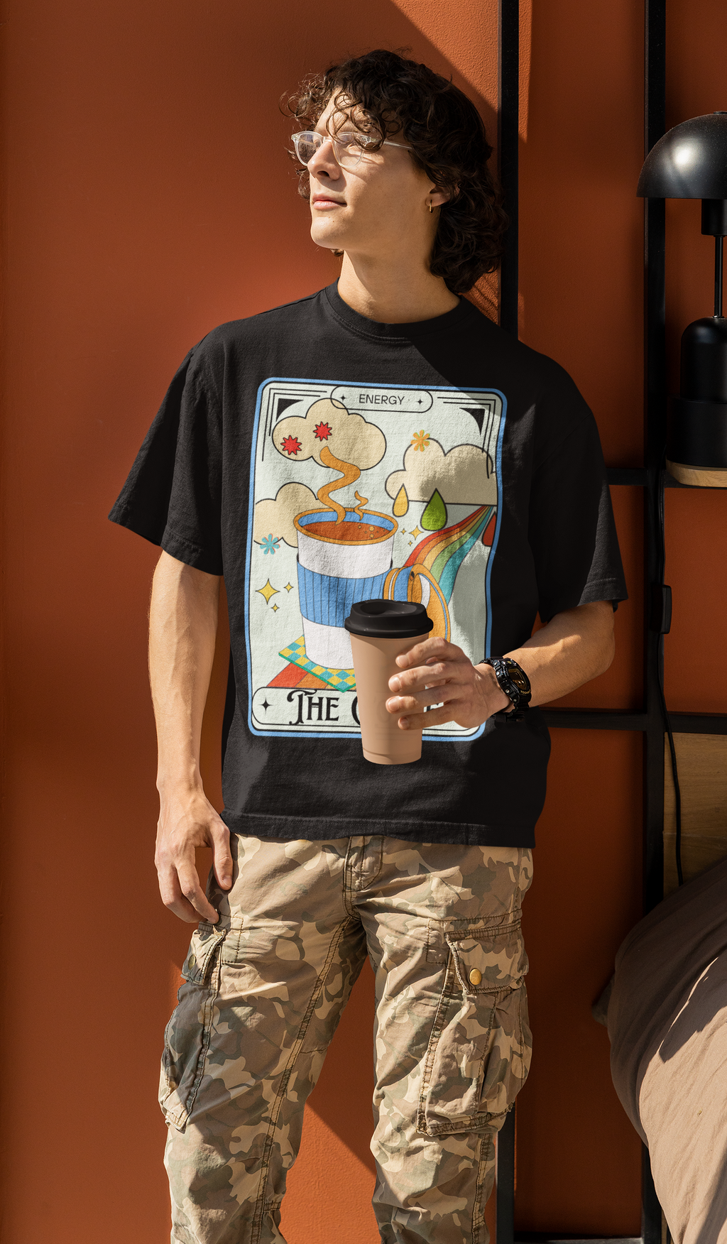 The Coffee Tarot Card   |    Oversize Deep Drop Shoulder T-Shirt