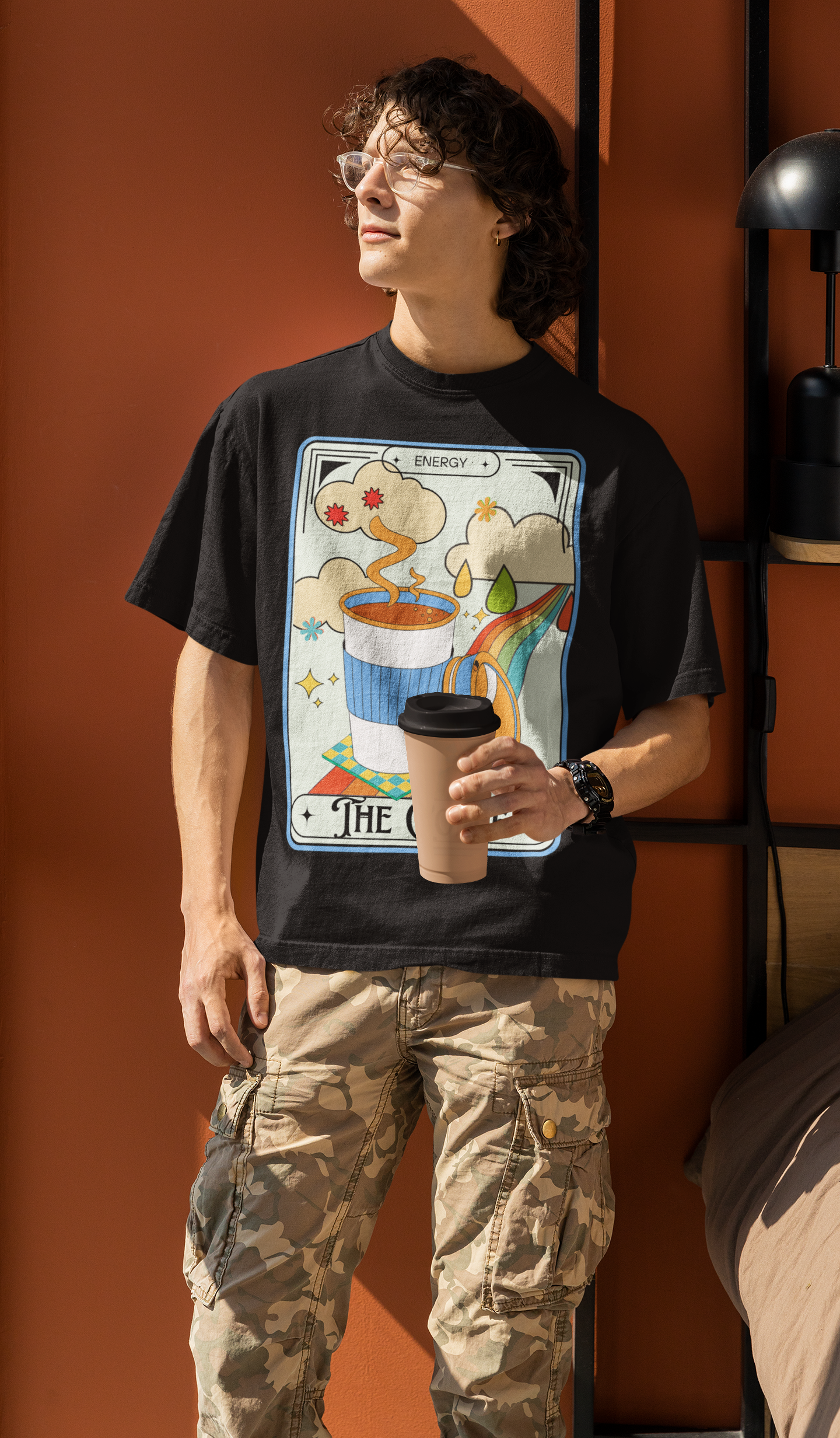 The Coffee Tarot Card   |    Oversize Deep Drop Shoulder T-Shirt