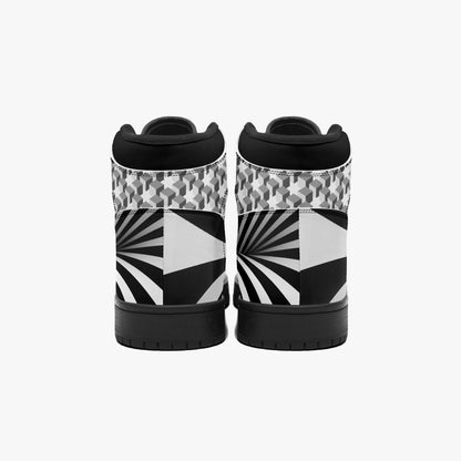 Black and White Scared Geometry   |    Takai High Top Leather Sneakers