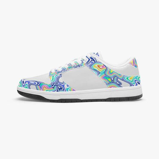 Groovy Liquid Lines - White   |   Kawa Low-Top Leather Sneakers