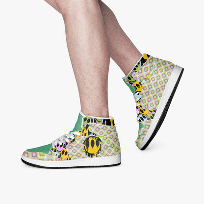 Psychedelic Melt Your Face Happy Face   |   Takai High-Top Leather Sneakers