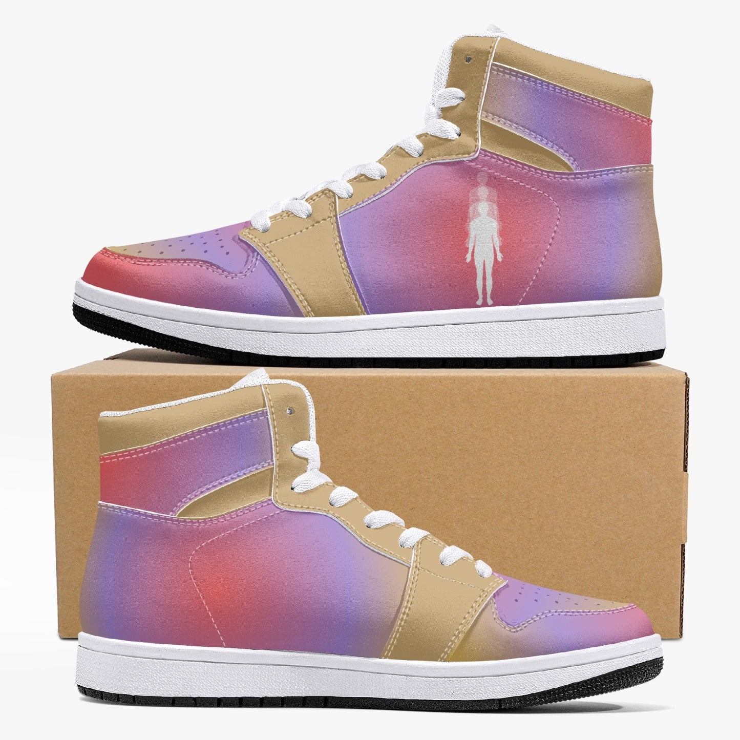 Aura Gradient - Beige, Purple, Red   |   Takai High-Top Leather Sneakers