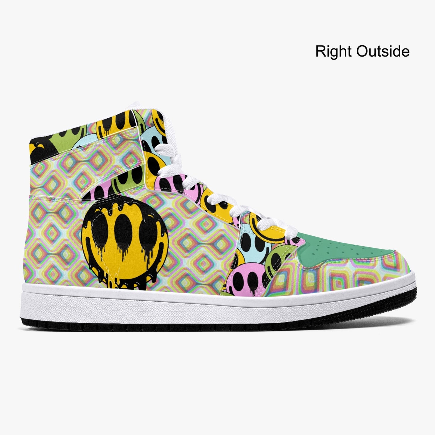 Psychedelic Melt Your Face Happy Face   |   Takai High-Top Leather Sneakers