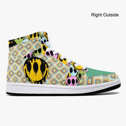 Psychedelic Melt Your Face Happy Face   |   Takai High-Top Leather Sneakers