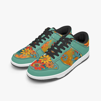 Psychedelic Gradient Flower Eyes   |   Kawa Low-Top Leather Sneakers