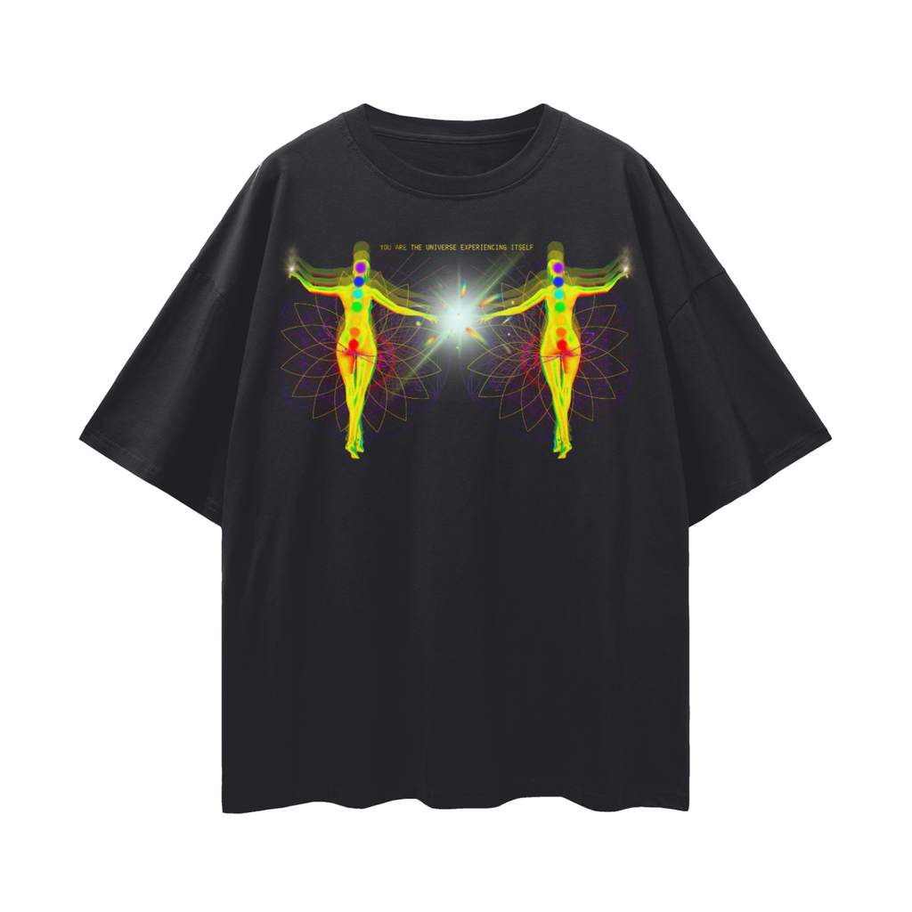 You Are the Universe Experiencing Itself Psychedelic Sacred Geometry   |   Oversize Adult Deep Drop Shoulder Tee