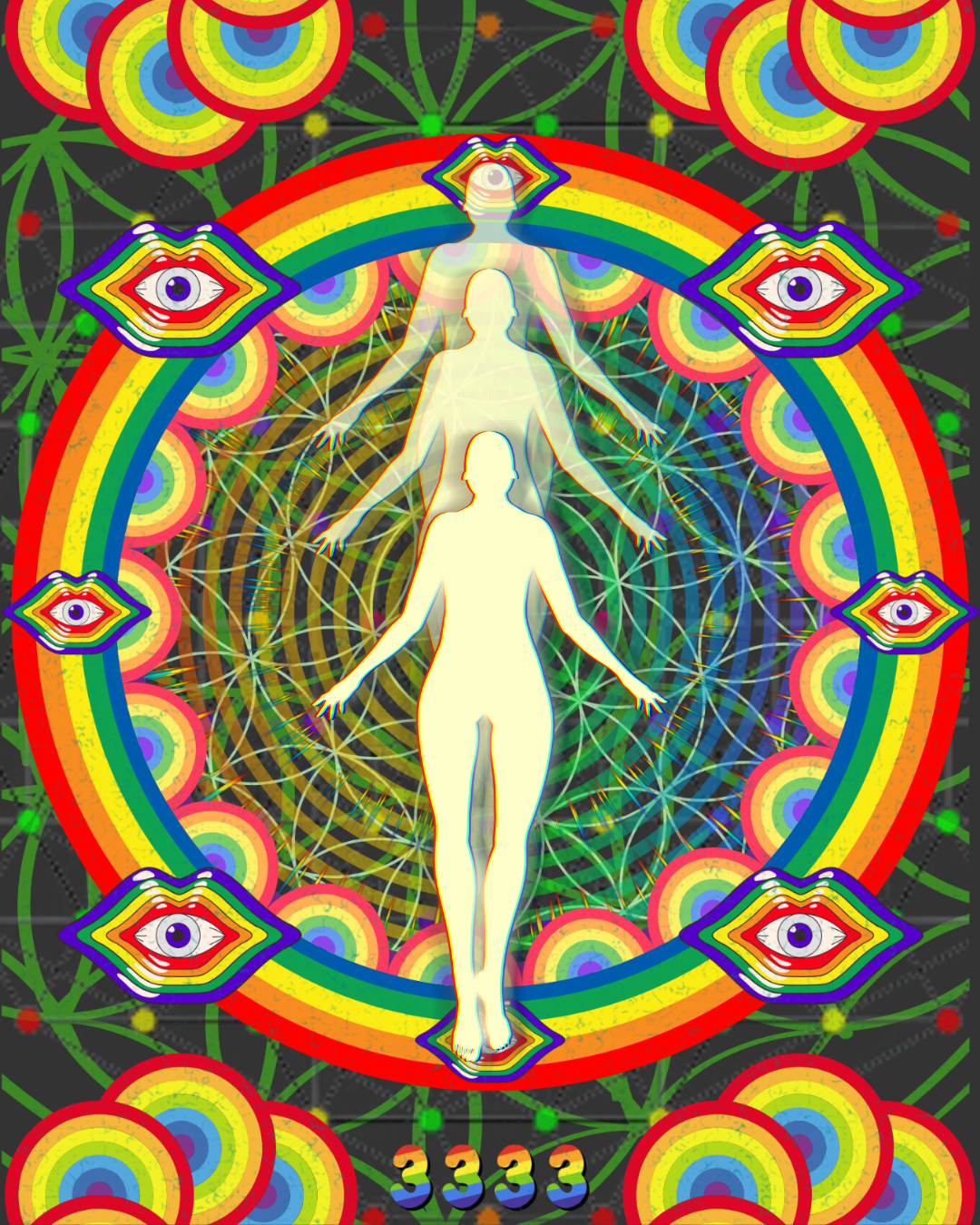 Awaken Your True Colors Psychedelic Rainbow RGB light art   |   Oversize Adult Deep Drop Shoulder Tee