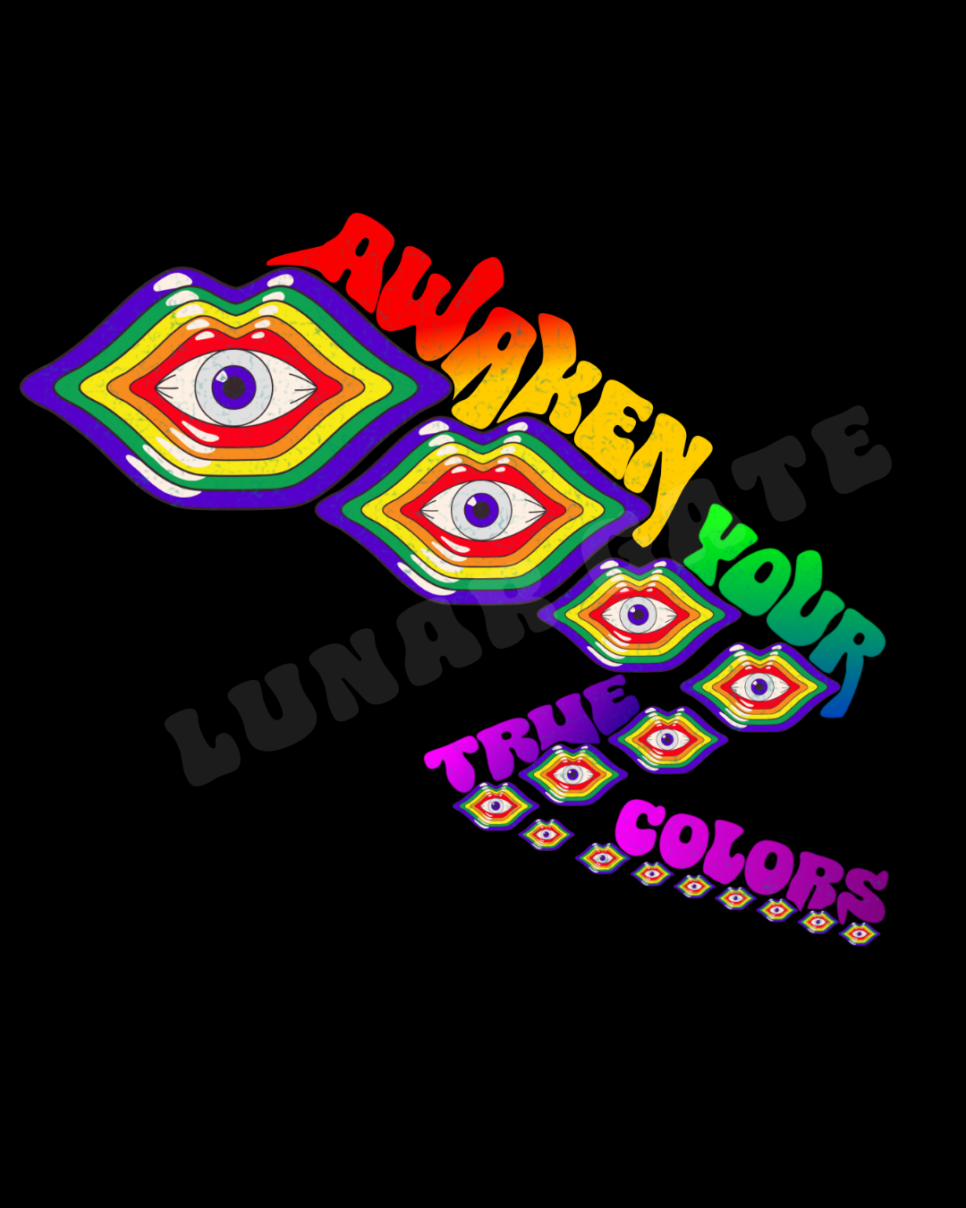 Awaken Your True Colors Psychedelic Rainbow RGB light art   |   Oversize Adult Deep Drop Shoulder Tee