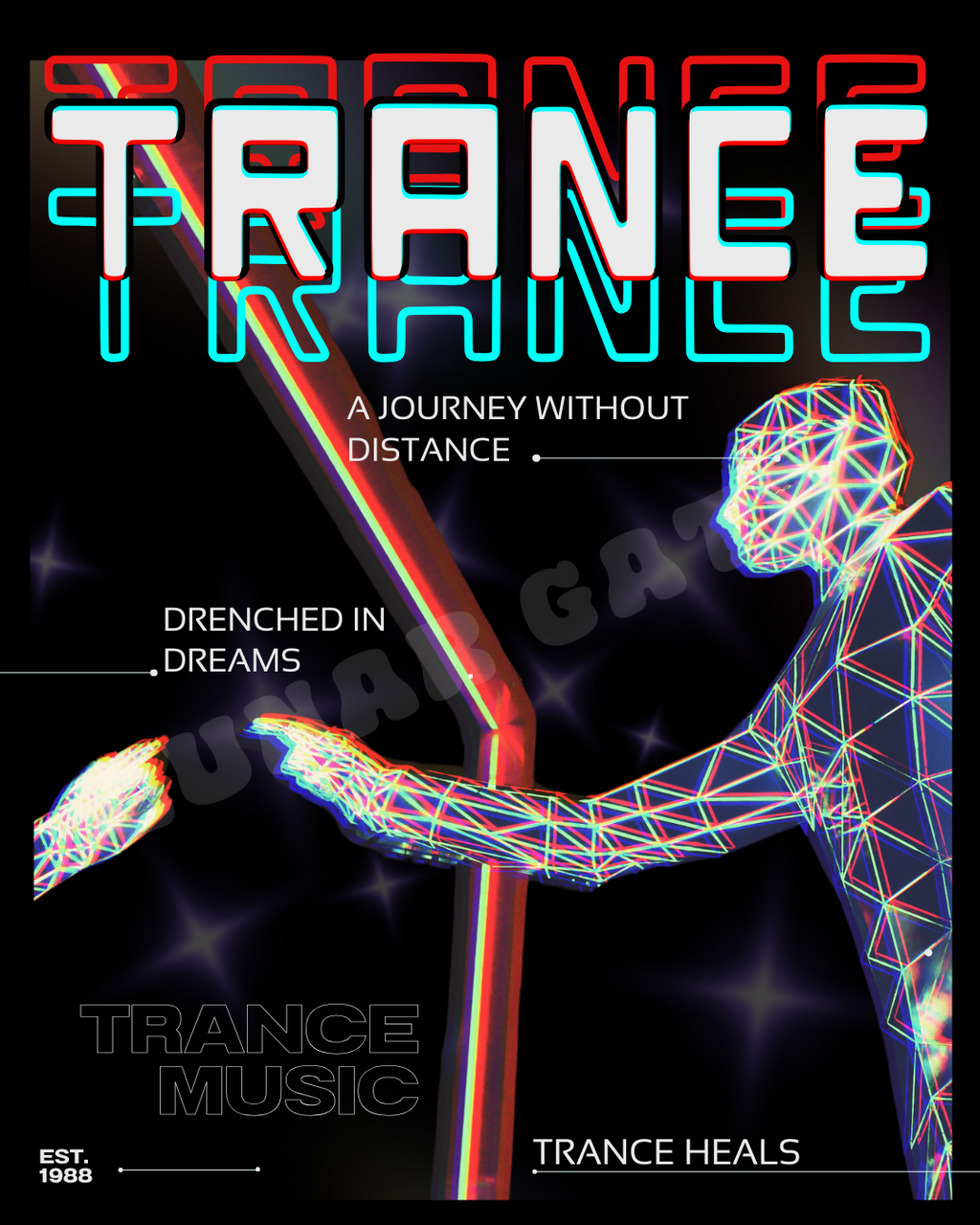 TRANCE MUSIC HEALS   |   Oversize Adult Deep Drop Shoulder Tee