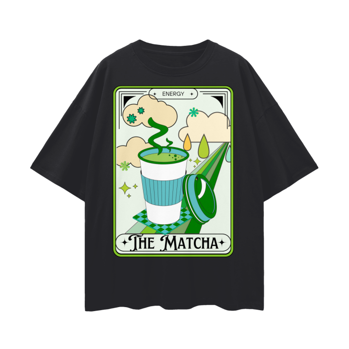 The Matcha Tarot Card   |   Oversize Deep Drop Shoulder T-Shirt