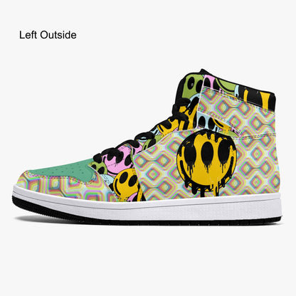 Psychedelic Melt Your Face Happy Face   |   Takai High-Top Leather Sneakers